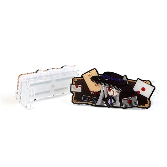 Custom acrylic standee featuring anime character with hat and letters, decorative display