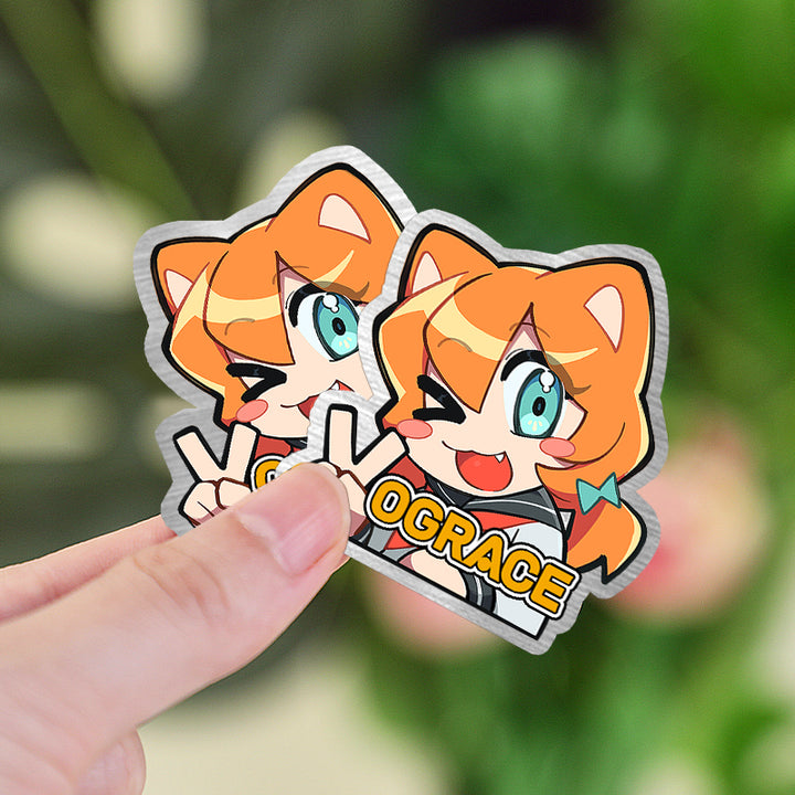 Custom Brushed Silver Stickers