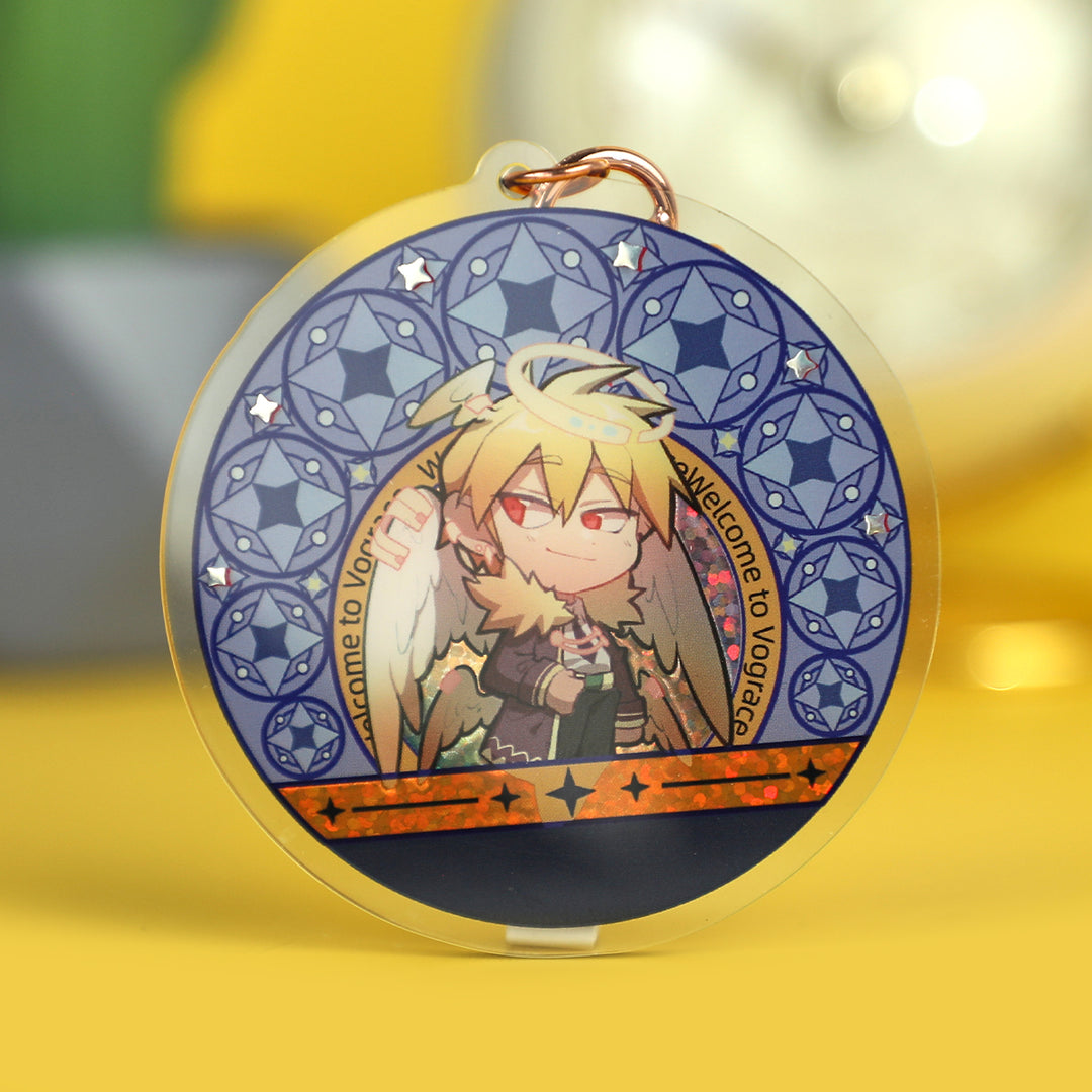 Custom Cold Foil Stamping Glitter Holographic Acrylic Keychains - VOGRACE