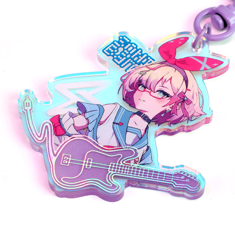 Custom Cold Foil Stamping Holographic Rainbow Acrylic Keychains - VOGRACE