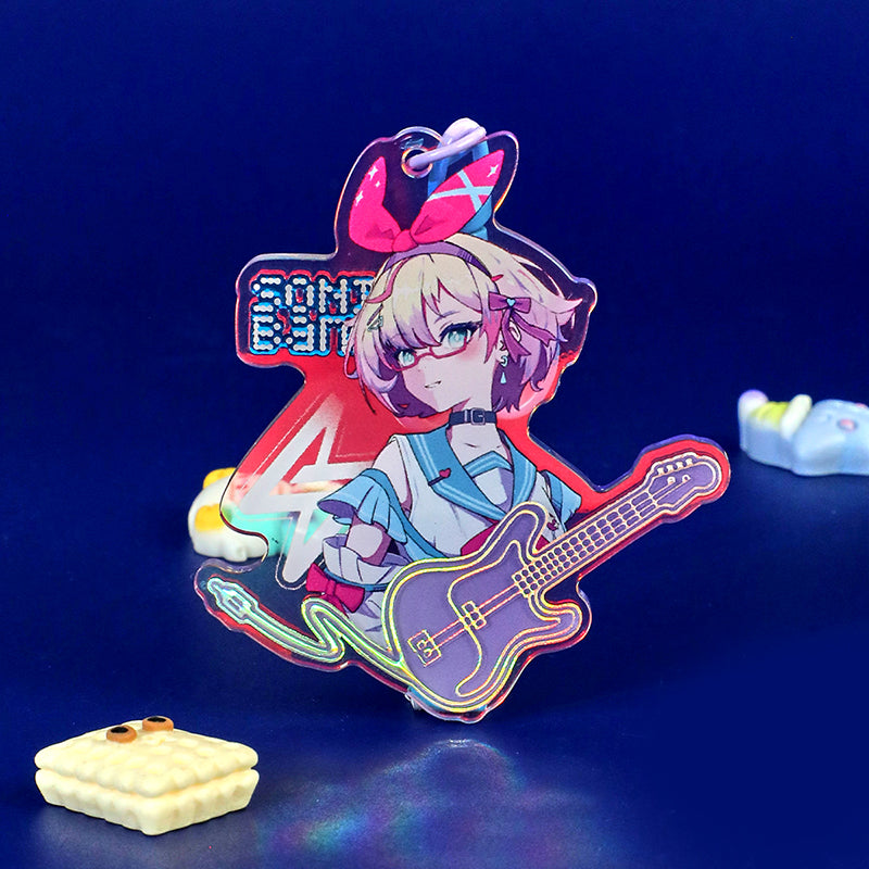 Custom Cold Foil Stamping Holographic Rainbow Acrylic Keychains - VOGRACE