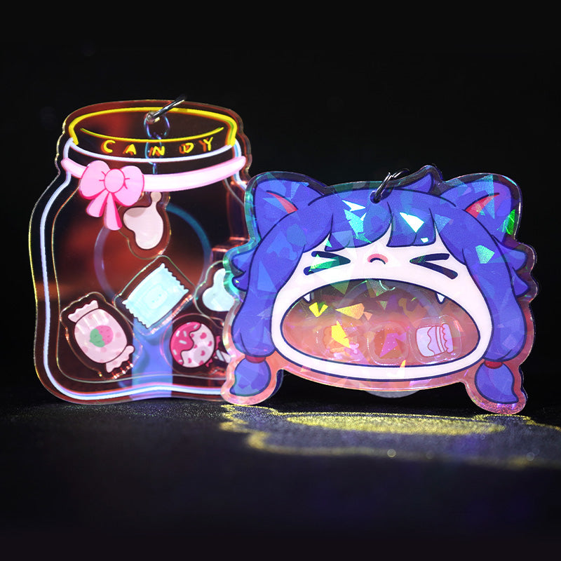 Custom Holographic Rainbow Shaker Keychains - VOGRACE