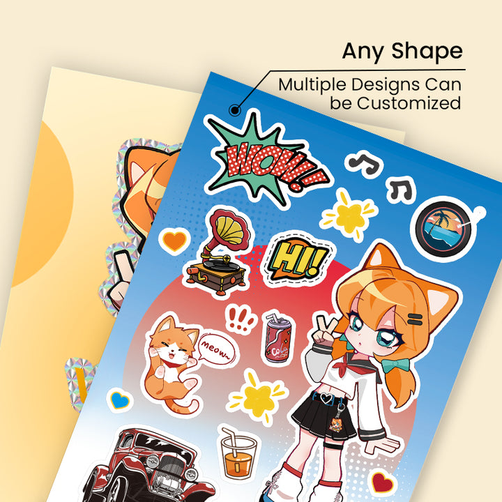 Custom Kiss Cut Stickers Sheets (ISO paper sizes)