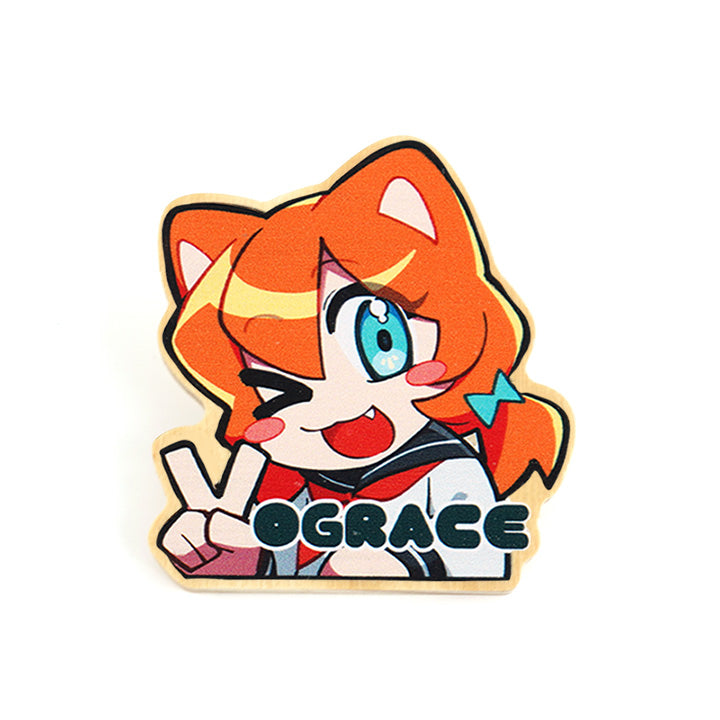 Custom Natural Wooden Pin Badges - VOGRACE