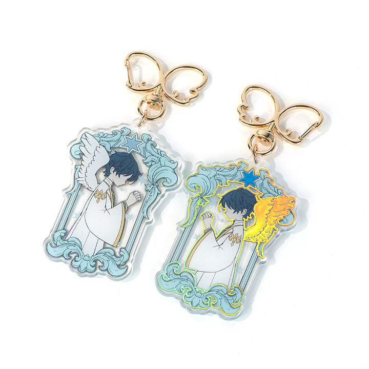 Custom Raised Foil Printing Cold Foil Stamping Acrylic Keychains