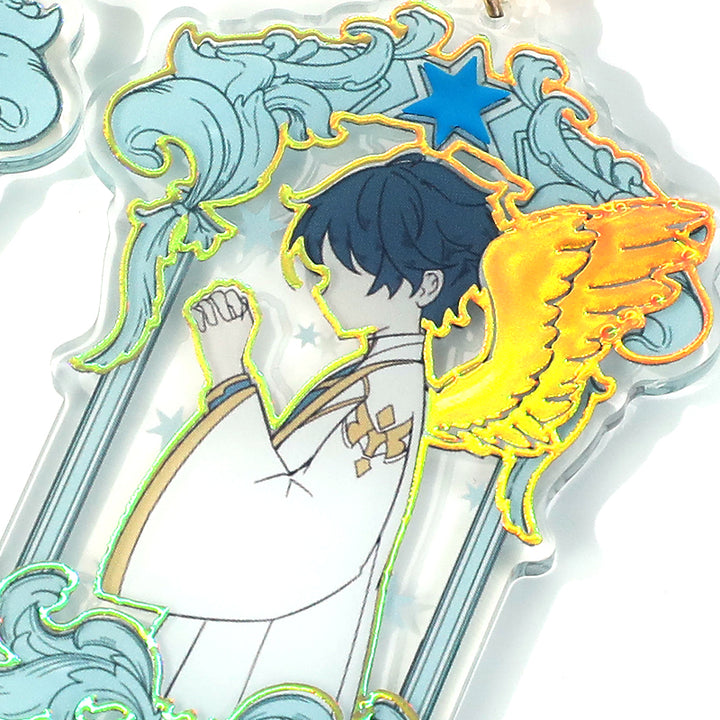 Custom Raised Foil Printing Cold Foil Stamping Acrylic Keychains