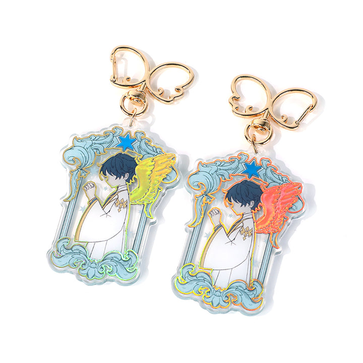 Custom Raised Foil Printing Cold Foil Stamping Acrylic Keychains