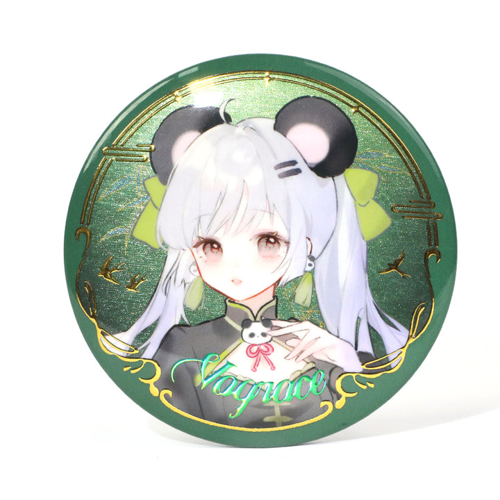 Custom Raised Foil Printing Cold Foil Stamping Glitter Holographic Button Pins - VOGRACE