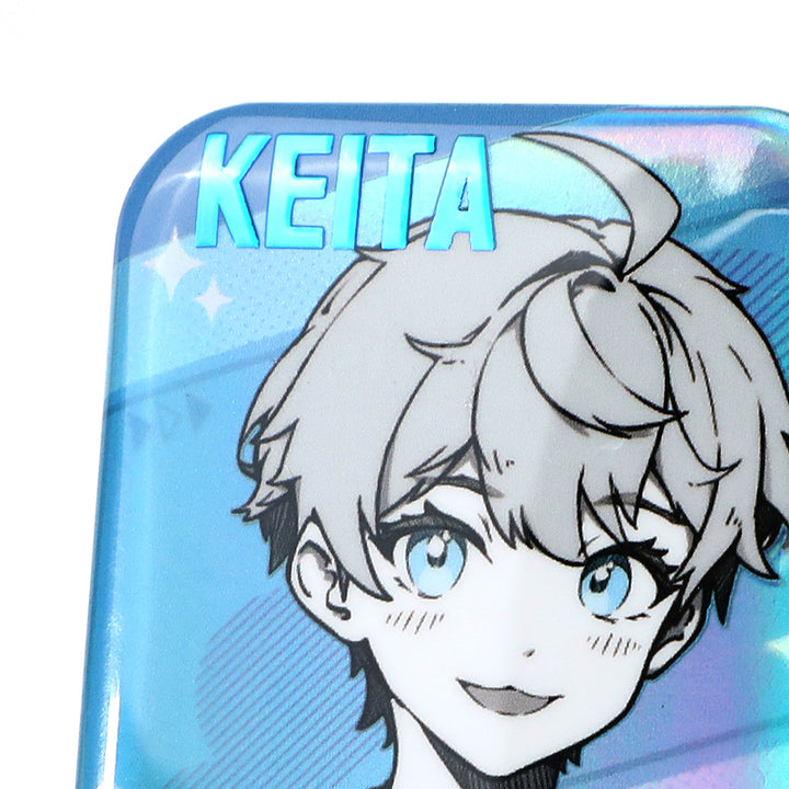 Custom Rectangle Cold Foil Stamping Glitter Holographic Button Pins