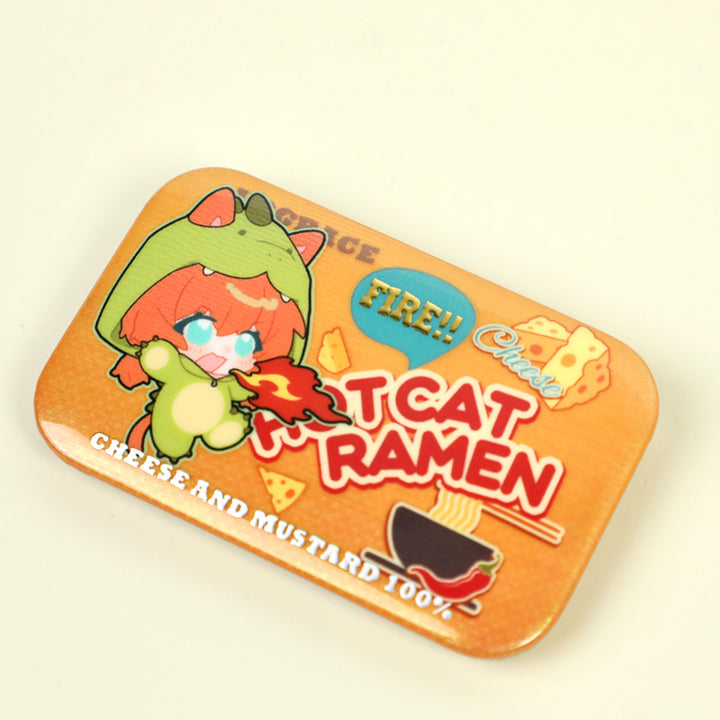 Custom Rectangle Cold Foil Stamping Glitter Holographic Button Pins