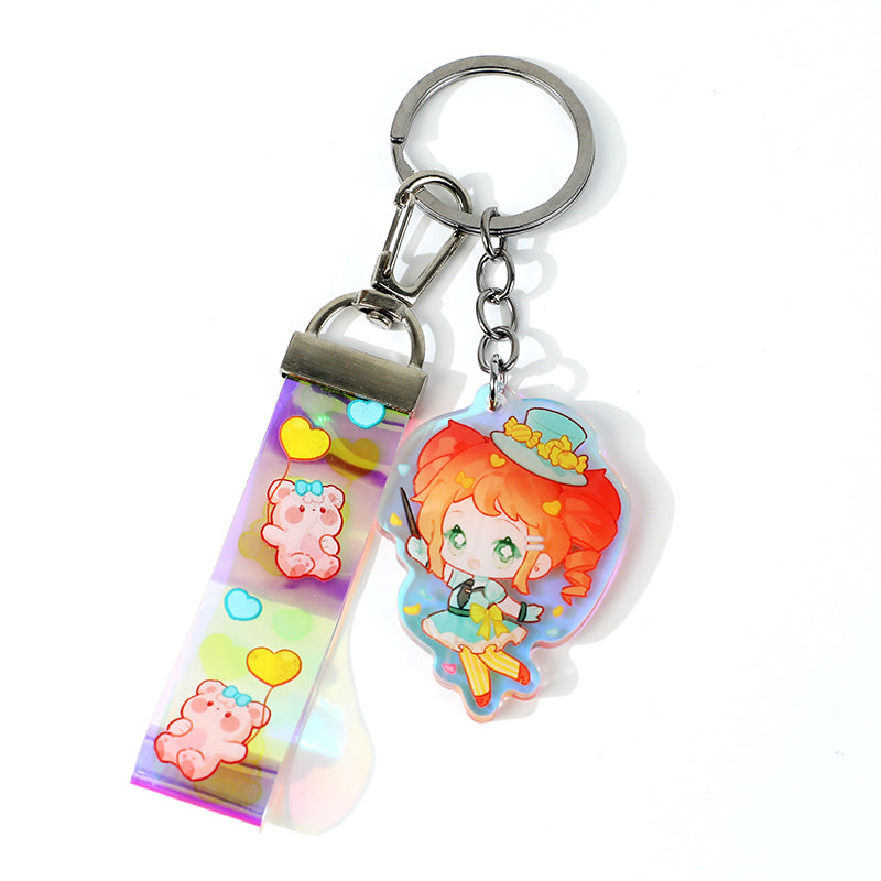 Custom Rainbow Acrylic Holographic PVC Lanyard Keychains - VOGRACE