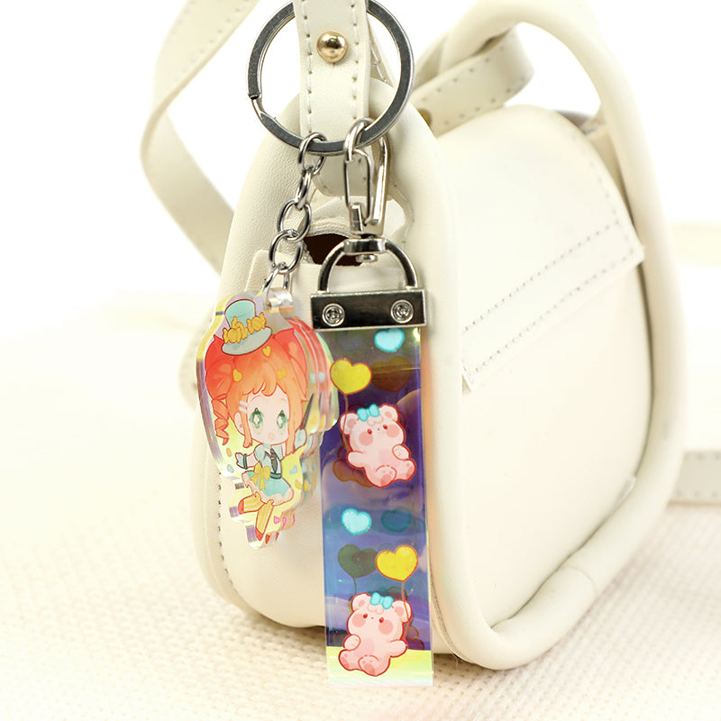 Custom Rainbow Acrylic Holographic PVC Lanyard Keychains - VOGRACE