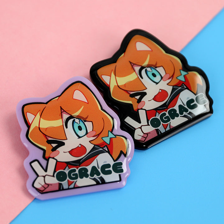 Custom Colored Glitter Epoxy Acrylic Pins - VOGRACE
