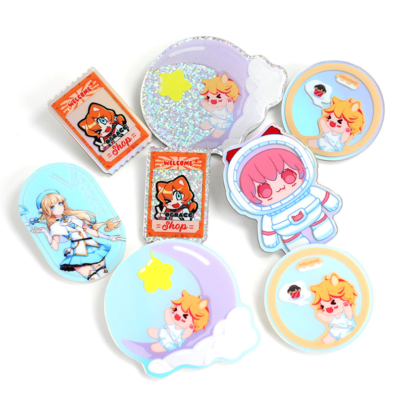 Custom Opaque Holographic Acrylic Pins - VOGRACE