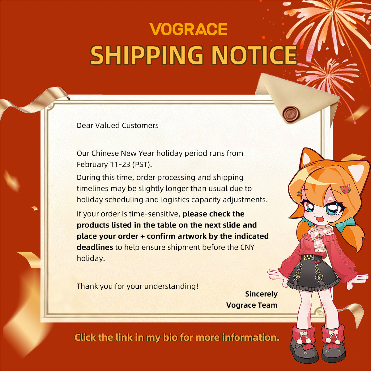 2026 Chinese New Year Holiday Schedule – VOGRACE