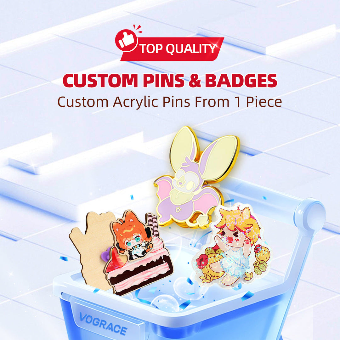 Where can I order pins & badges with no minimum order? - VOGRACE