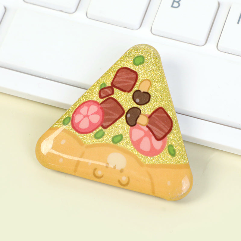 Custom Triangle Glitter Button Pins