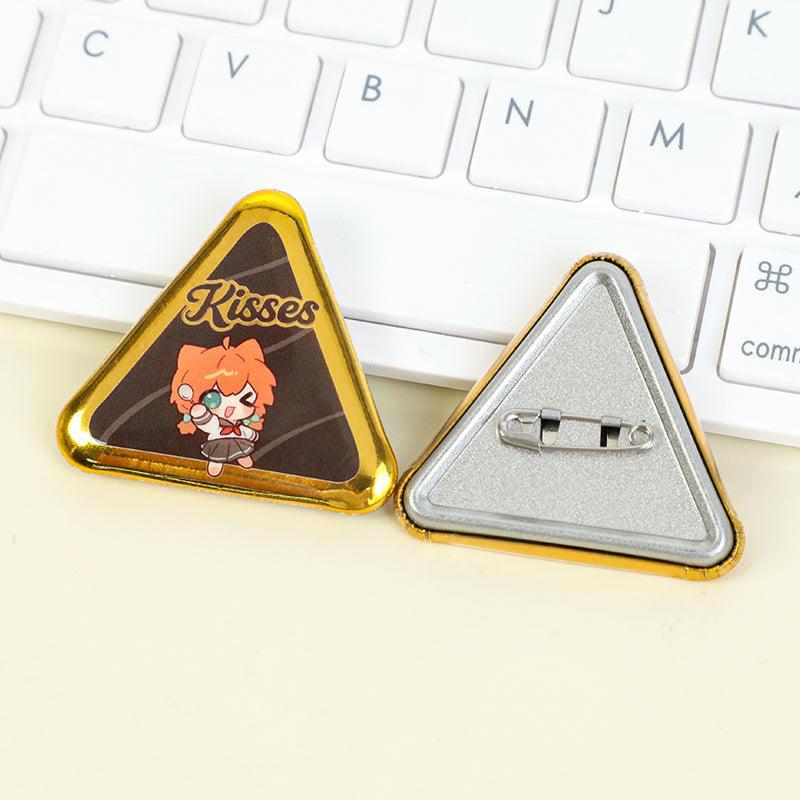 Custom Triangle Glitter Button Pins