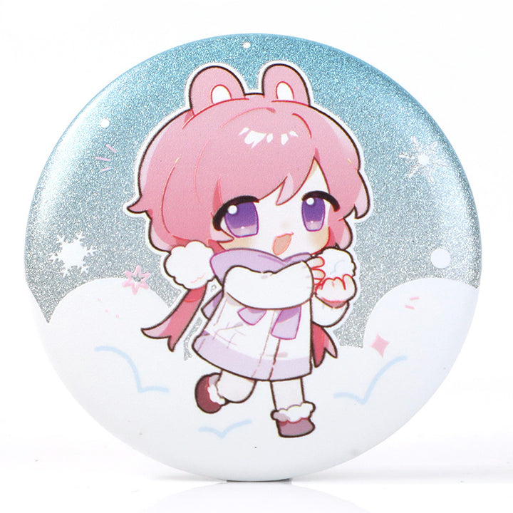 Botones de pines holográficos de purpurina 3D personalizados 