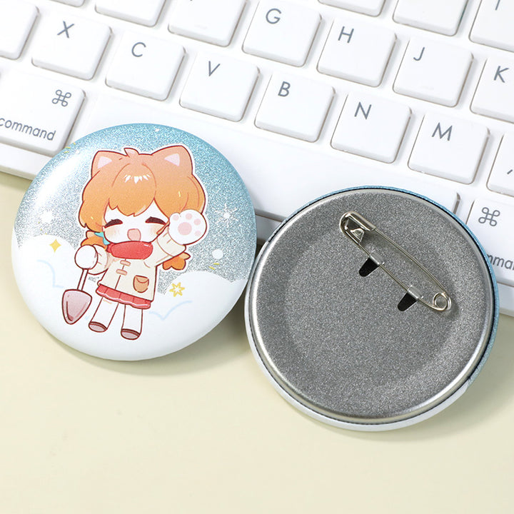 Botones de pines holográficos de purpurina 3D personalizados 