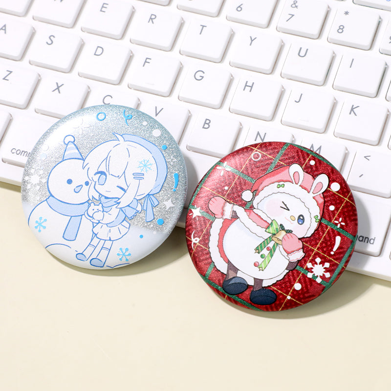 Botones de pines holográficos de purpurina 3D personalizados 