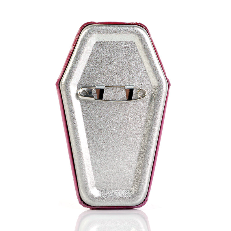Custom Coffin-Shaped Glitter Holographic Button Pin