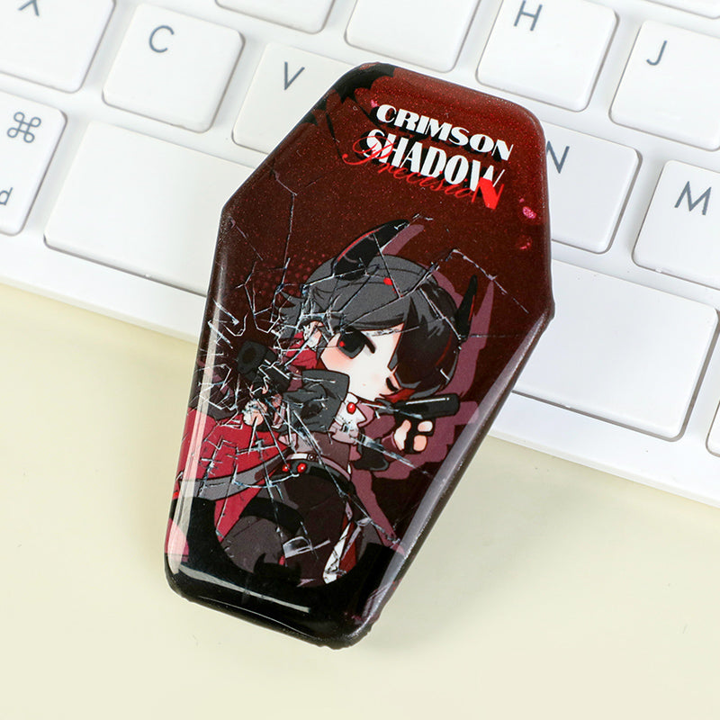 Custom Coffin-Shaped Glitter Holographic Button Pin
