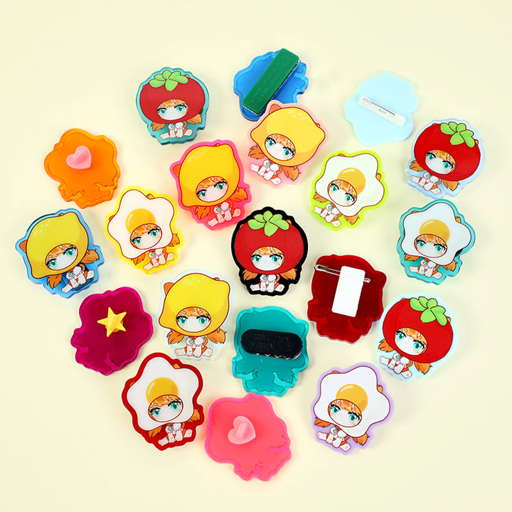 Épingles acryliques colorées personnalisées