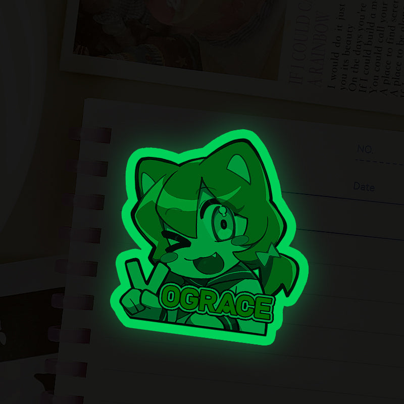 Custom Colorful Blue Holographic Glow In The Dark Stickers