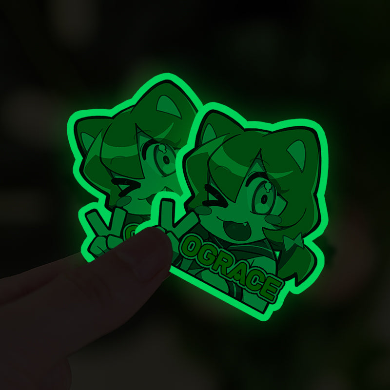 Custom Colorful Blue Holographic Glow In The Dark Stickers