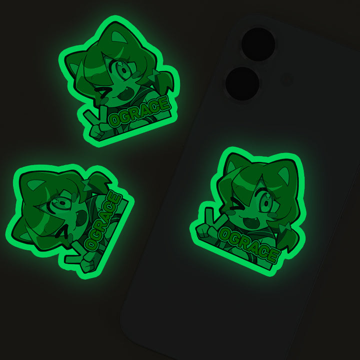 Custom Colorful Blue Holographic Glow In The Dark Stickers