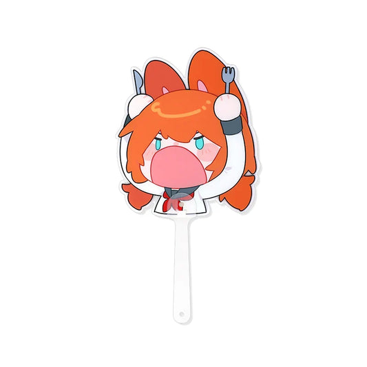 Benutzerdefinierter mattierter, halbtransparenter PVC-Handfächer mit niedlichem orangehaarigem Anime-Charakterdesign