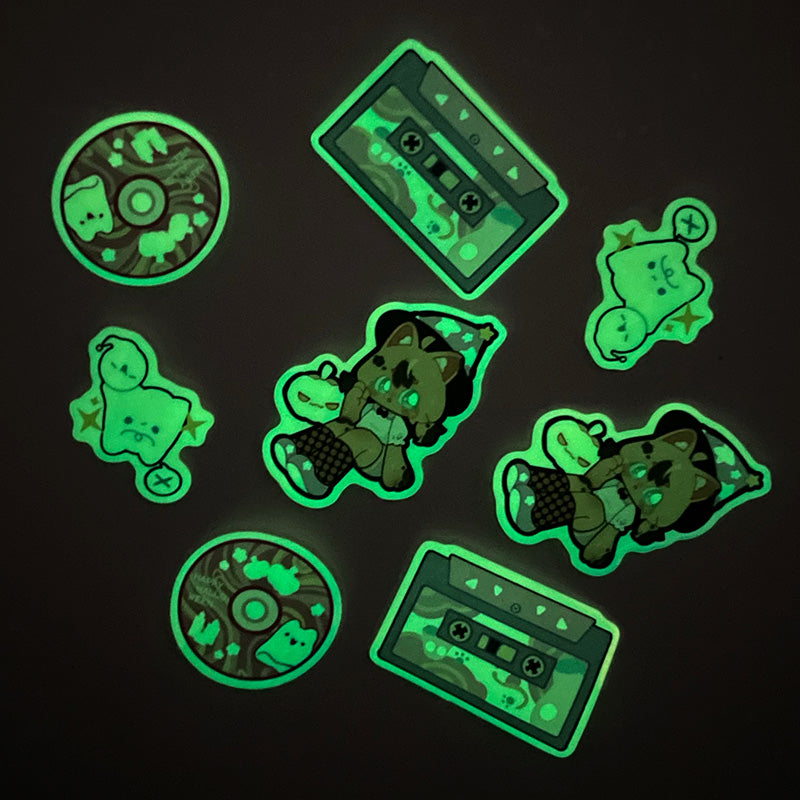 Custom Colorful Blue Holographic Glow In The Dark Stickers - VOGRACE