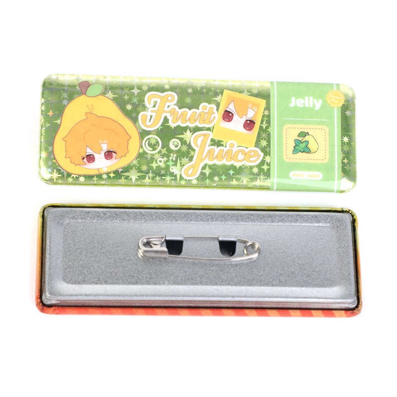 Custom Long Rectangular Glitter Button Pins