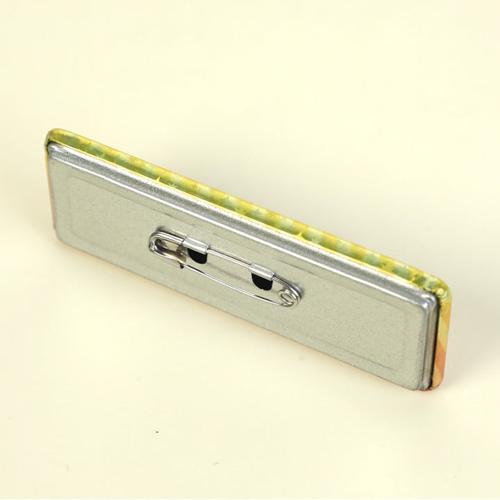 Custom Long Rectangular Glitter Button Pins