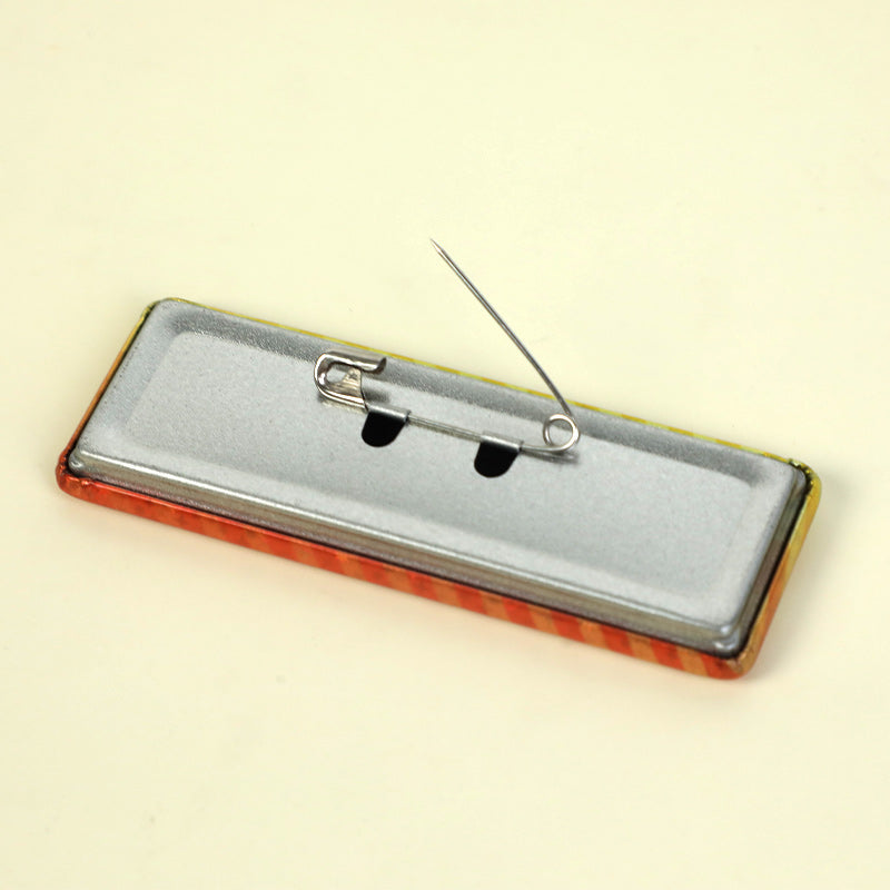Custom Long Rectangular Glitter Button Pins
