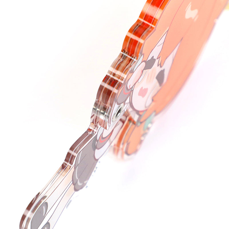 Close-up of multi-layer custom acrylic keychain with anime character design