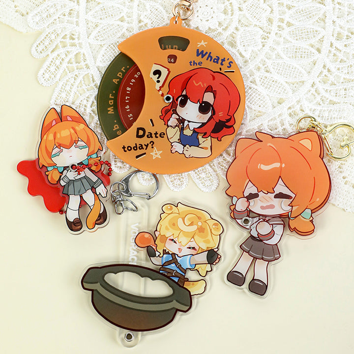 Custom multi-layer acrylic keychains with cute anime characters and colorful cartoon designs