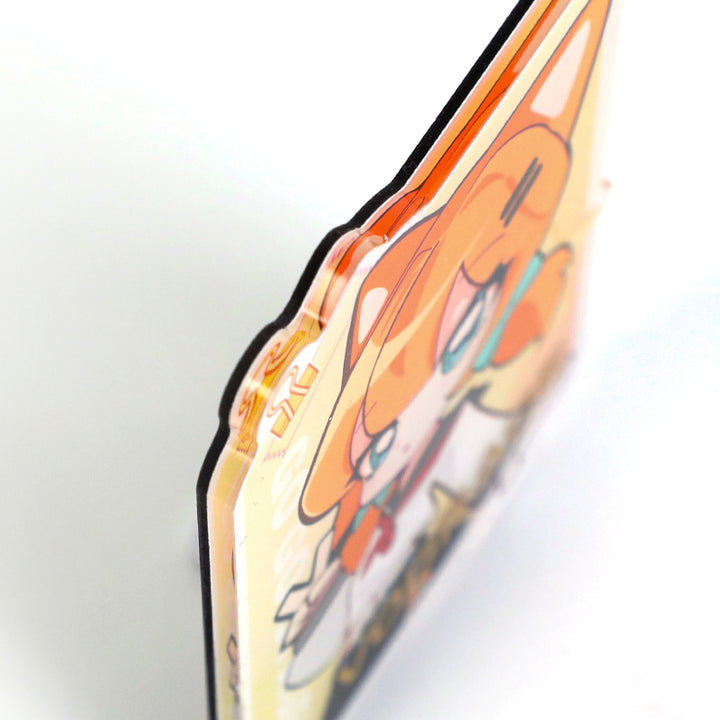 Custom acrylic fridge magnet with raised foil stamping, featuring colorful anime art