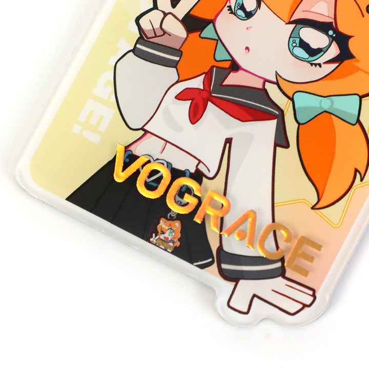 Custom acrylic fridge magnet with raised foil stamping, anime girl character design