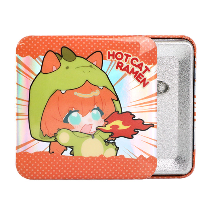 Custom Raised Foil Stamping Square Glitter Button Pins