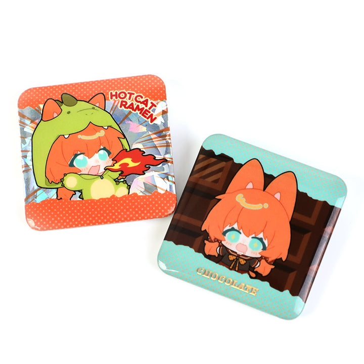 Custom Raised Foil Stamping Square Glitter Button Pins