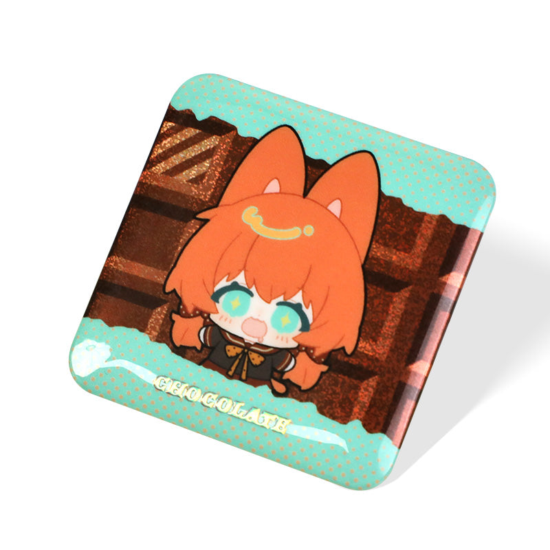 Custom Raised Foil Stamping Square Glitter Button Pins