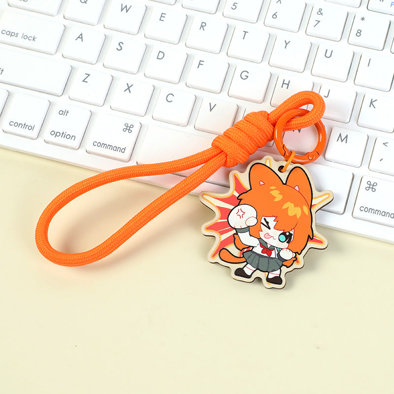 Custom Wooden Braided Lanyard Keychain With Rope