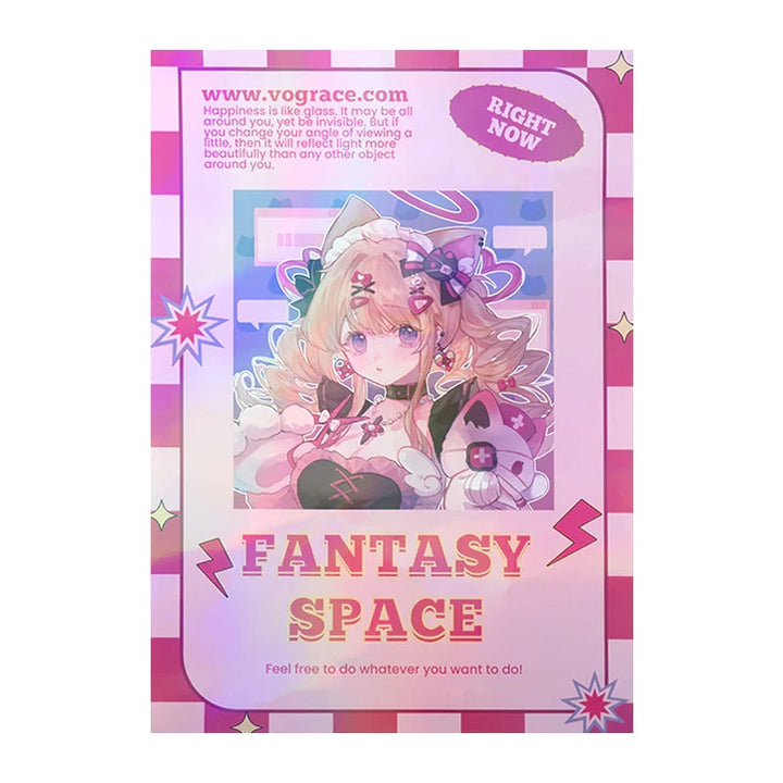 Custom anime poster with pastel colors, featuring a fantasy girl character and decorative text.