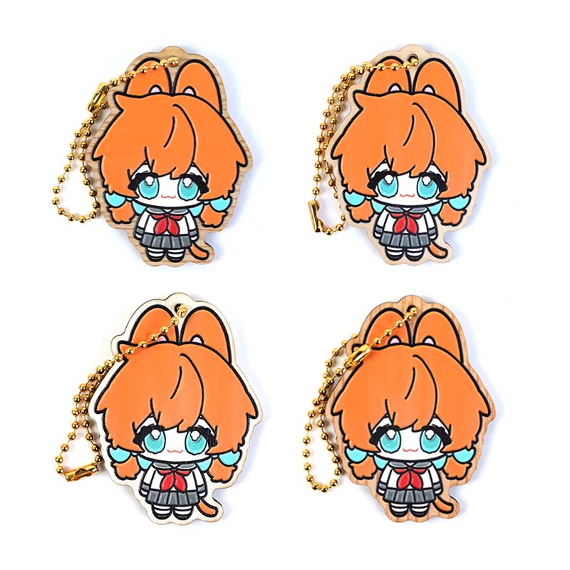 Custom Synthetic Wooden Soft Rubble Keychains