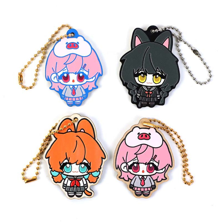 Custom Synthetic Wooden Soft Rubble Keychains