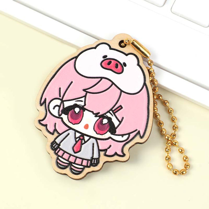 Custom Synthetic Wooden Soft Rubble Keychains