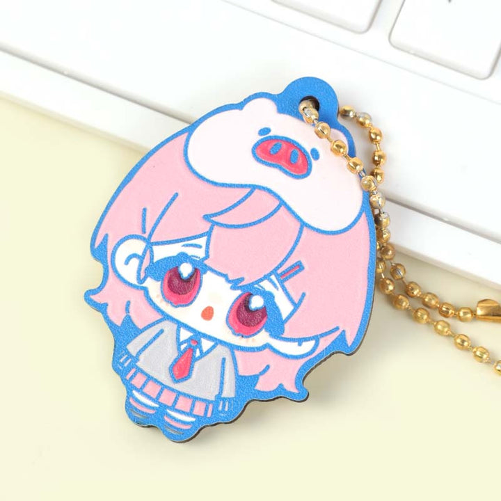 Custom Synthetic Wooden Soft Rubble Keychains