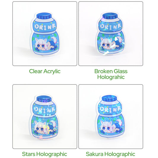 Custom Glitter Epoxy Holographic Keychains - VOGRACE